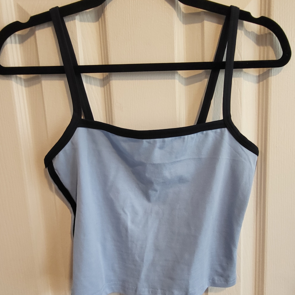Edikted Light Blue Crop Top with Black Trim